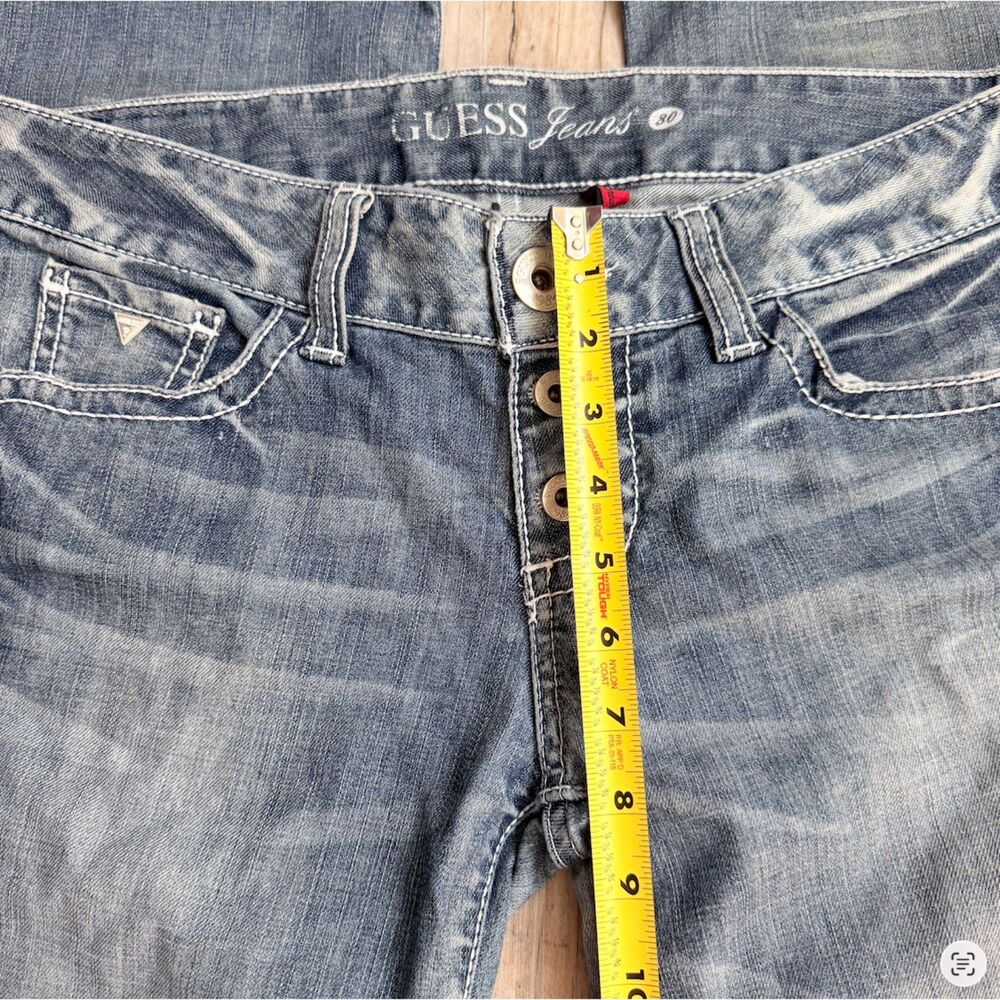 Guess Jeans Women's Low Rise Bootcut Jeans Size 30 x 32 Blue Wash Embroidery Y2K - Picture 6 of 12